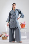 Slate Elegance Emb Co-Ord Set | 2 PC