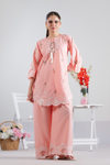 Peach Blossom Emb Co-Ord Set | 2 PC