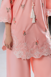 Peach Blossom Emb Co-Ord Set | 2 PC